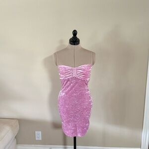 Pink crushed velvet dress!